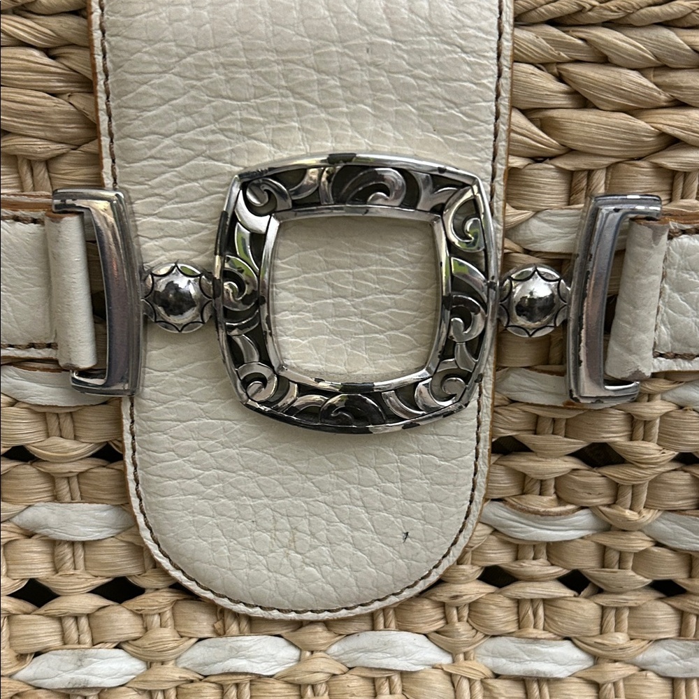 Brighton Cream and Tan Woven Tote - Picture 3 of 16